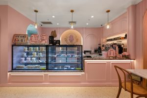 cake store fitout with pink design